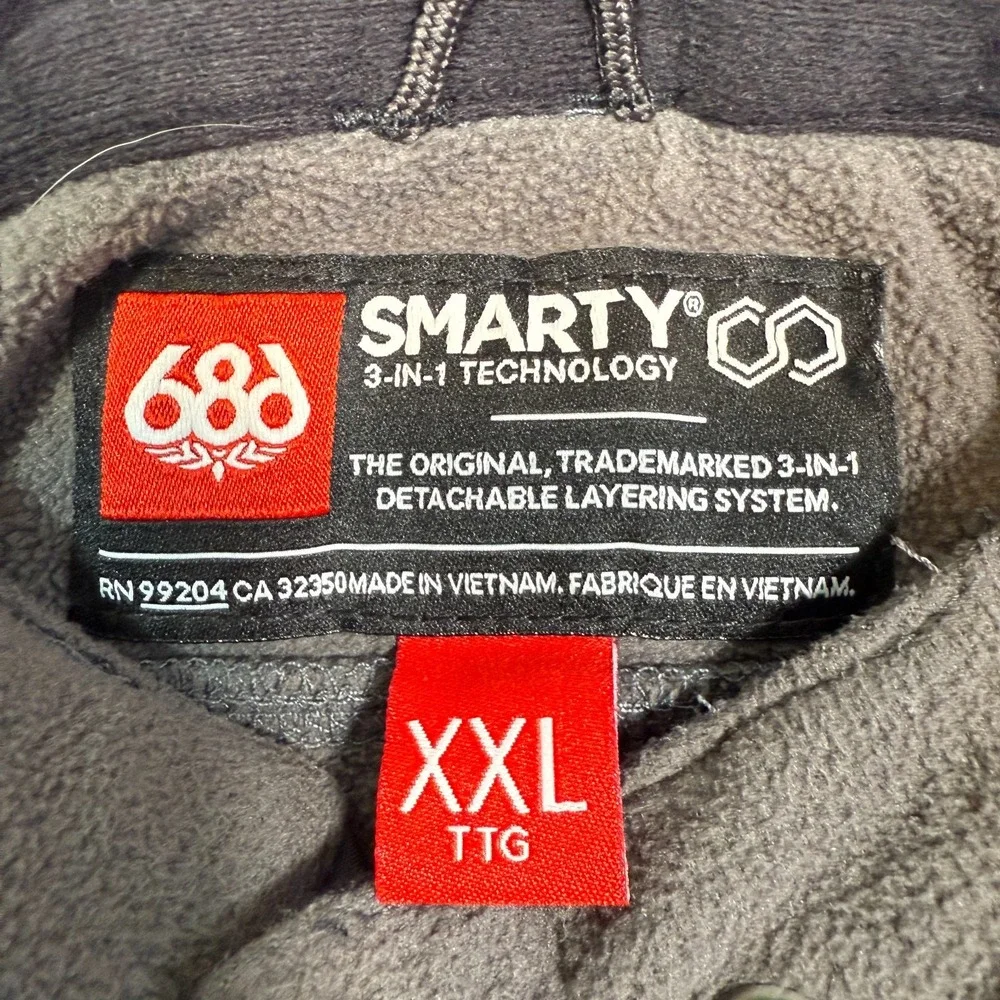 686 Smarty 3-in-1 Snowboarding Fleece‎ Pants Zip Liner Only Mens 2XL XXL Gray